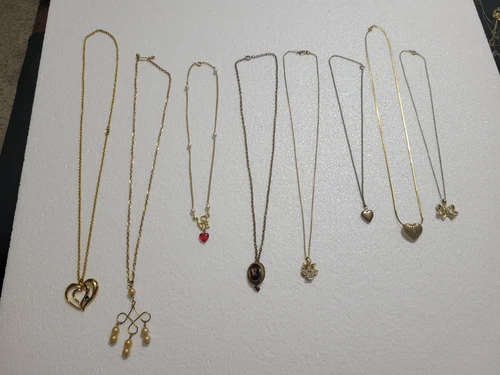 Lot of 8 Vintage Gold Tone Costume Jewelry Necklaces - Avon and Others
