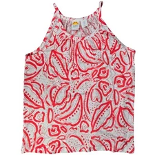 C&C California Linen Red Abstract Print Halter Neck Tank Top Women's Medium