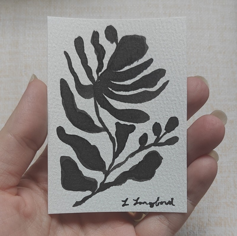 Original Ink Botanical ACEO 2.5x3.5 Signed Miniature Artwork OOAK