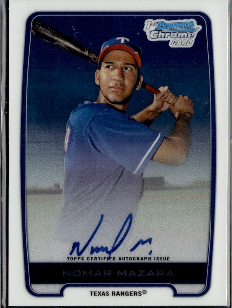 2012 Bowman Chrome Baseball Card Nomar Mazara 1st Auto Texas Rangers #BCA-NM