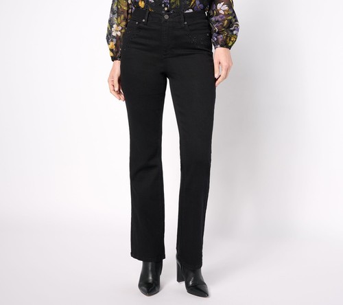 Susan Graver Pantalon Jambe Mince En Tricot Supreme Avec Fermeture Eclair De Poche Detail Taille Ps
