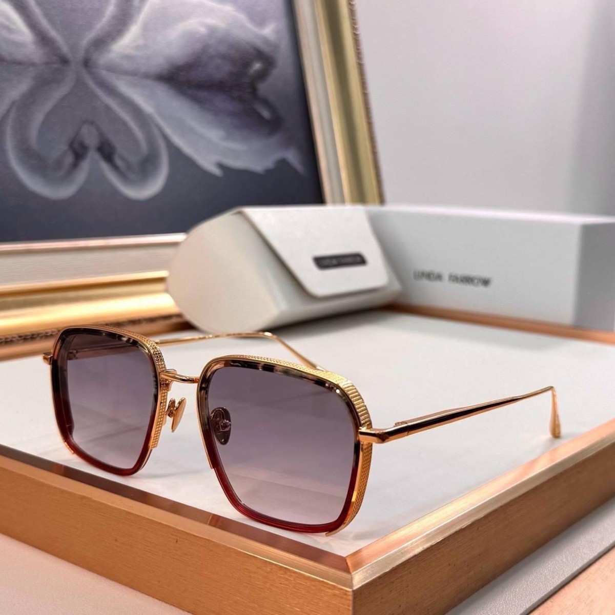 Linda Farrow Gold and Brown Sunglasses Linda Farrow - Venus Sunglasses | Specs Collective main image 2