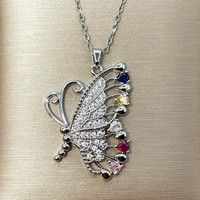 Damen Halskette Schmetterling Gold Silber Farbe Edelstahl Kette AnhäNger Frau