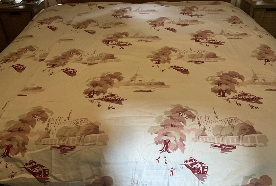 Pottery Barn Bateau Asian Toile Duvet Cover Pink Queen 1 Std Sham Blush Linen - Image 3 of 4