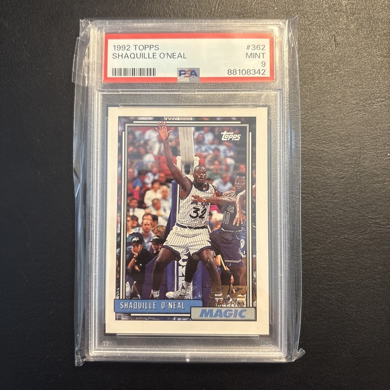 1992-93 TOPPS #362 SHAQUILLE O'NEAL ROOKIE RC, ORLANDO MAGIC, HOF - PSA 9