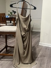 SHEIN Dazy Sage Green Noodle Strap Ruched Detail Slim Fit Dress In Size Medium