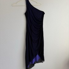 Vintage Jodi Taylor One-Shoulder Draped Ruched Dress with Asymmetrical Hem