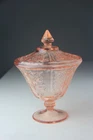 Sharon Cabbage Rose Pink Candy Jar & Cover Original Depression Glass