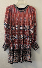 Tanvi Kedia Anthropologie Mini Dress Size Small Boho Peasant Batik Sequined