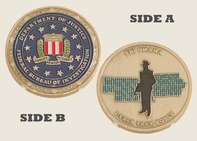 FBI Omaha Cyber Task Force DOJ Challenge Coin  1#22