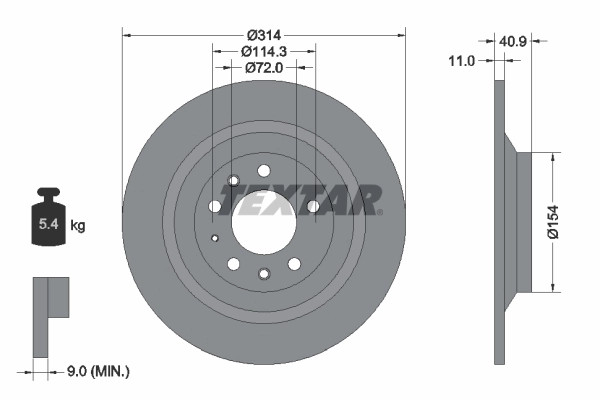 2Er-Set 2Er Set Bremsscheibe Textar 92166400 Mazda G31Y26251 Mazda GP9Y26251-image
