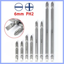 Double Head Screwdriver Bit Magnetic PH2 Phillips Cross  6mm Flat Slotted Bits