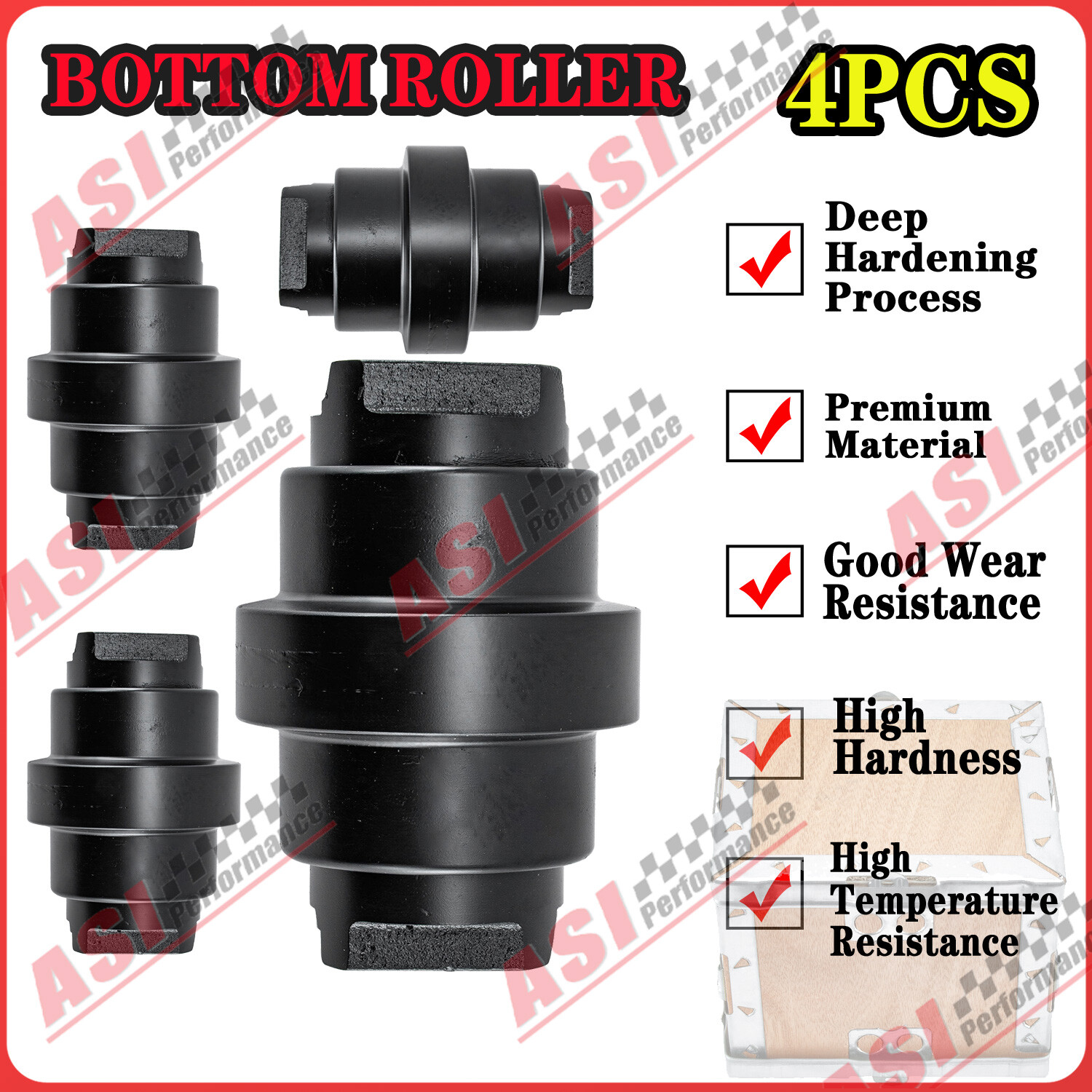 4 Pcs Bottom Roller Track Roller fits John Deere 50G Excavator Undercarriage