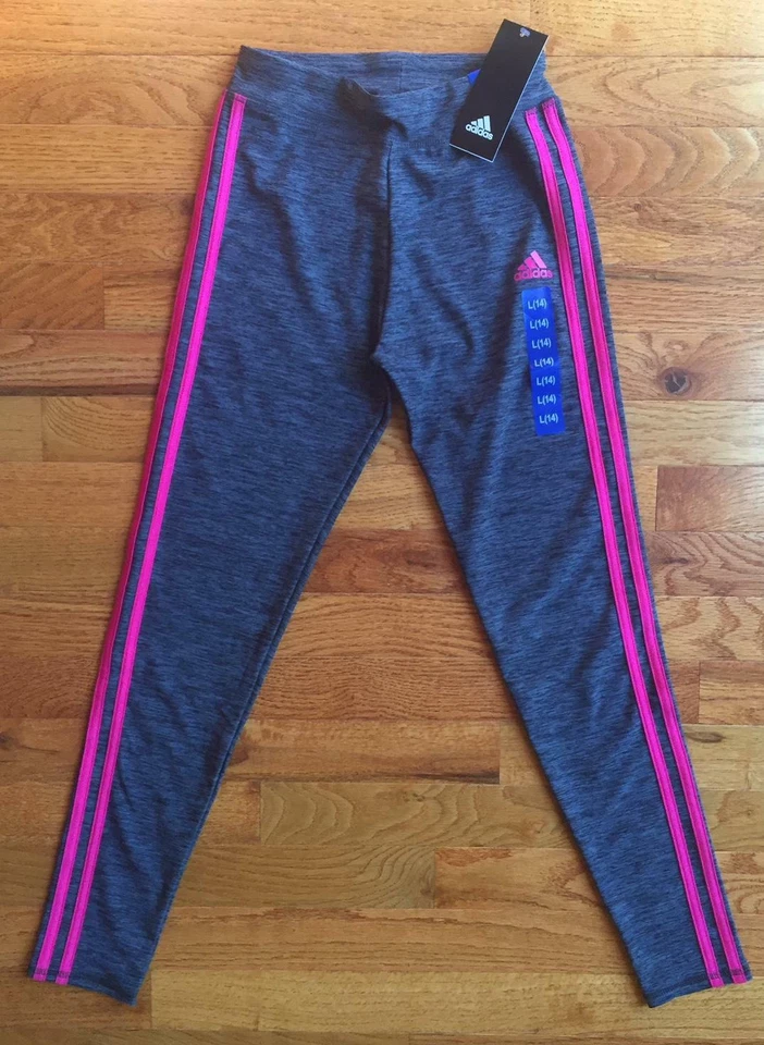 Adidas Youth Girls 3 Stripe Tight Leggings Jogger Athletic New - Image 4 of 4
