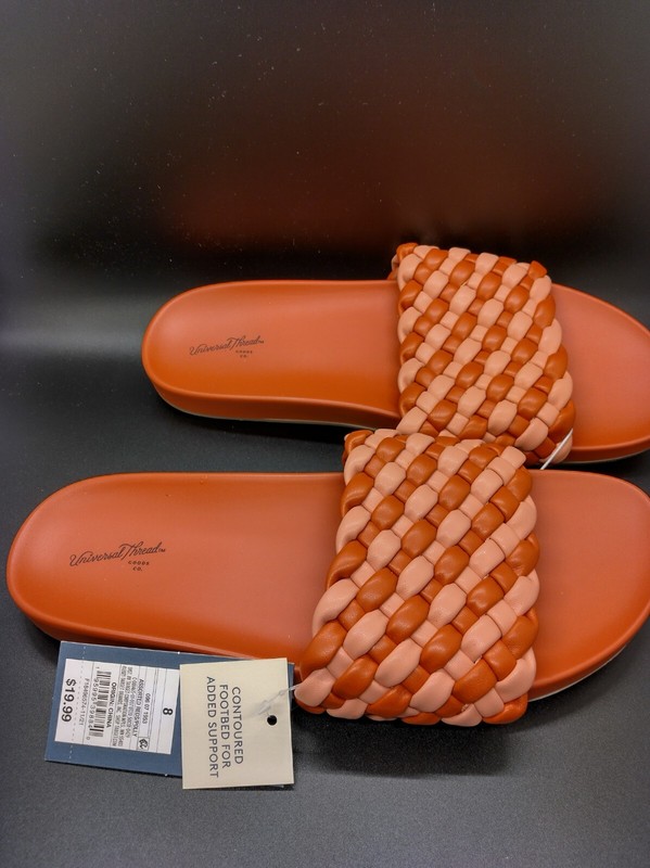 NWT Universal Thread Polly Woven slide sandal size 8 assorted red
