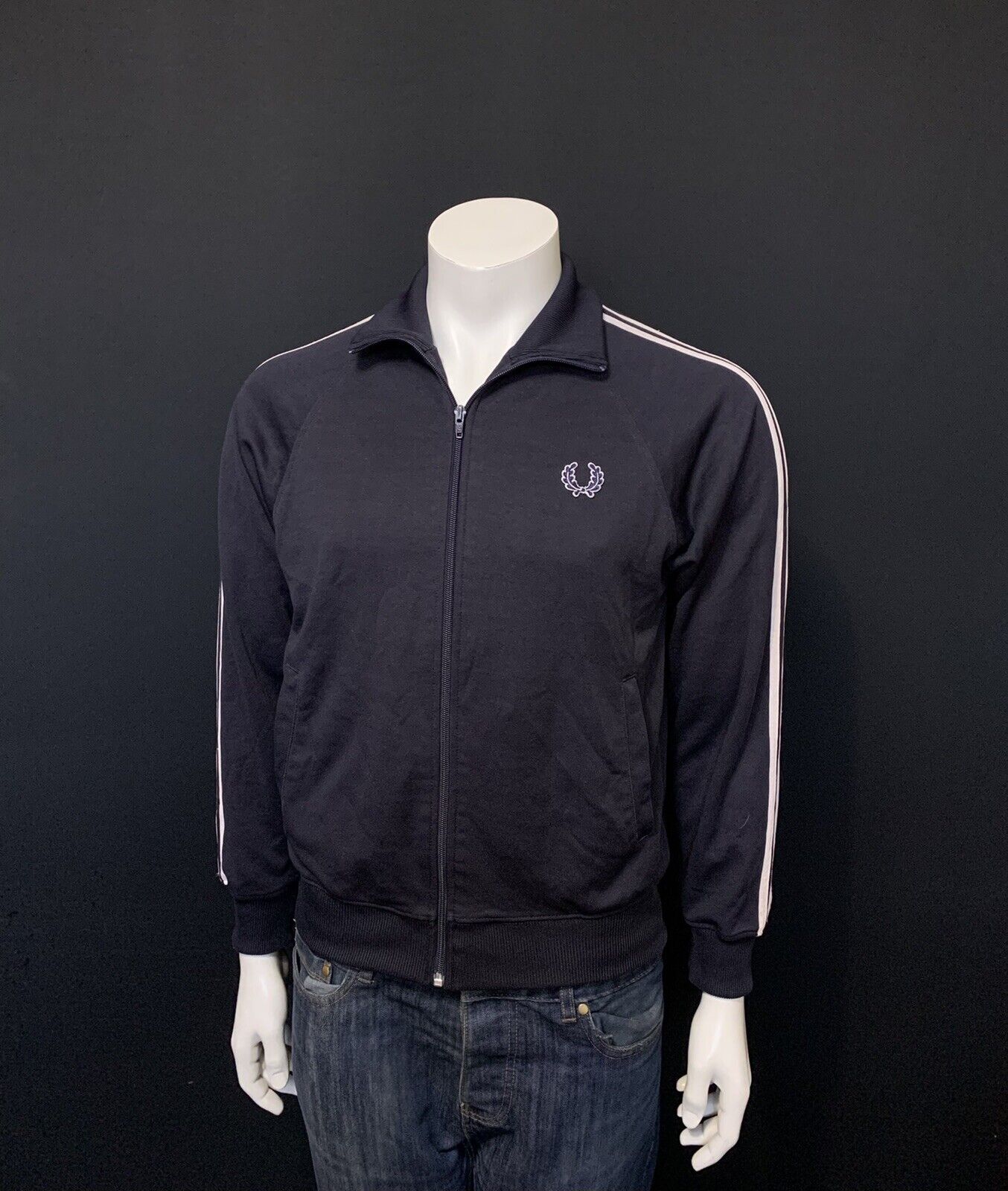 Vintage Fred Perry Black Track Jacket Full Zip Men Size: S