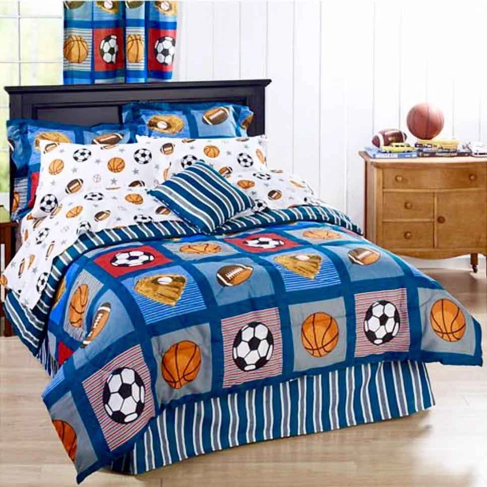 Sports Patch 4pc WINDOW Treatment Drapery 84"x84" 2-Panels+2-Tiebacks NO VALANCE - Image 2 of 2