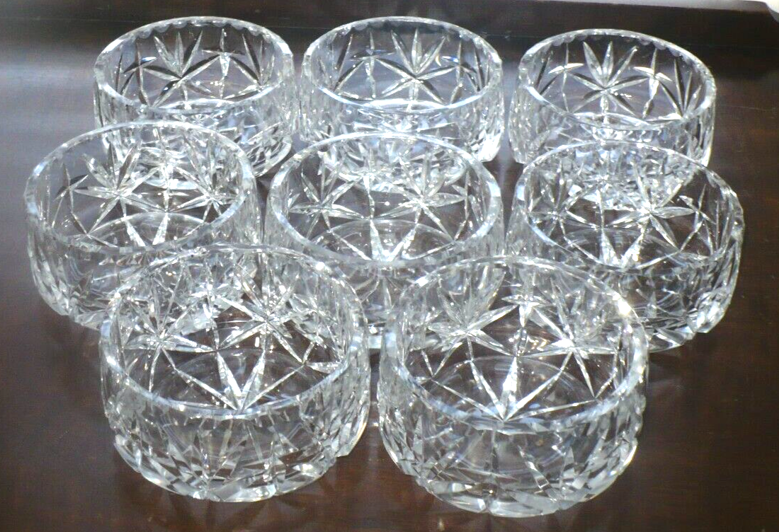 8 Thick Cut Crystal Salad Bowls - Elegant Set for Individual Servings