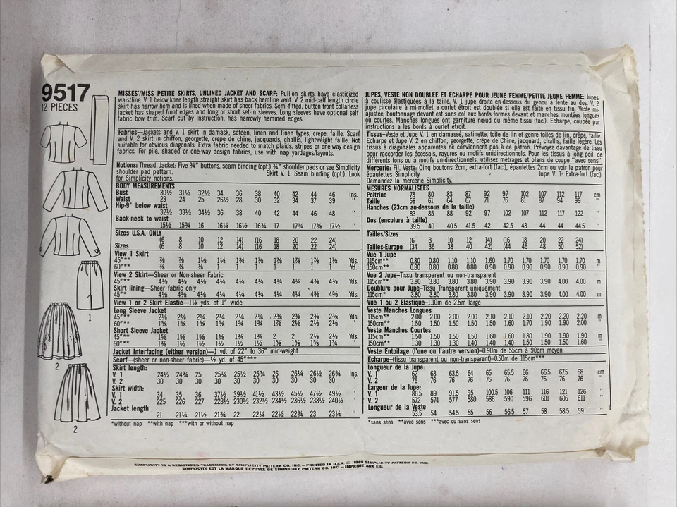 Vintage 80s Uncut Factory Folded Lot Of 2 Patterns Size 6 8 10 12 14 C19H - Image 3 of 4