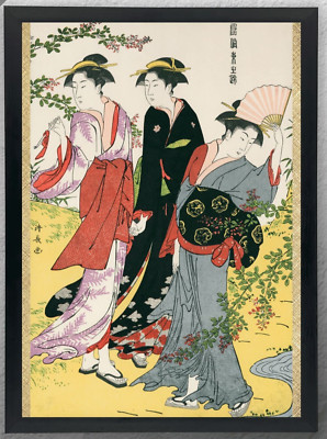 Torii Kiyonaga Ukiyo-e Poster ''Hagi-dera'', DIN A3 - Elegante Edo Schönheit! J...