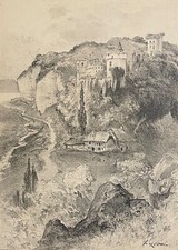  Château fort de Tancarville Normandie gravure du XIXe Seine-Maritime France