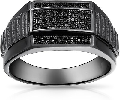 14K Black Gold Finish 2Ct Round Cut Lab-Created Black Diamond Men's Wedding  Band
