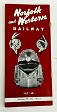 December 11, 1952  Norfolk And Western Railway Train Time Table With Map Booklet