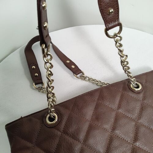 Womens Tote Purse Medium Brown Quilted Leather by Charming Charlie - Picture 2 of 22