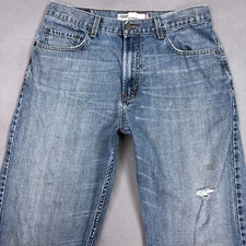 Levis Jeans Mens 33x34 Blue 569 Loose Washed Out Destroyed Thrashed Workwear