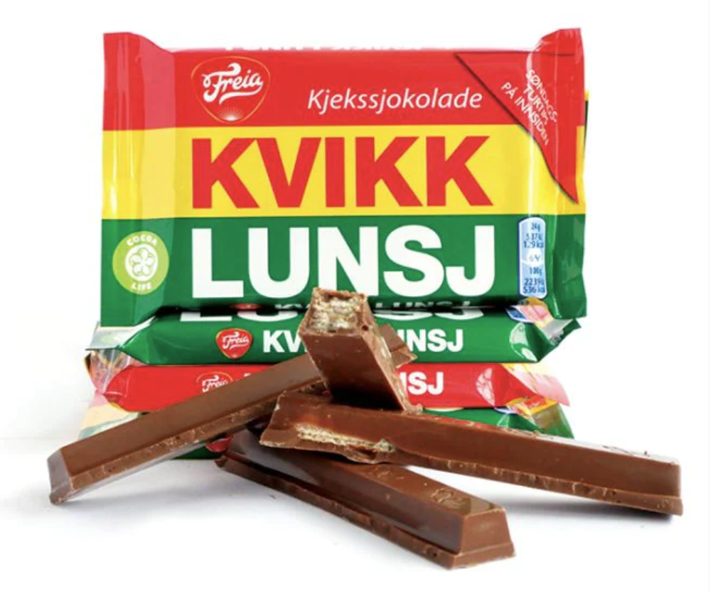 6 x Norwegian Milk Chocolate Kvikk Lunsj from Freia 47 grams