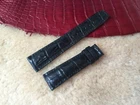 21mm/18mm Black Alligator Crocodile Embossed Leather Watch Strap Band