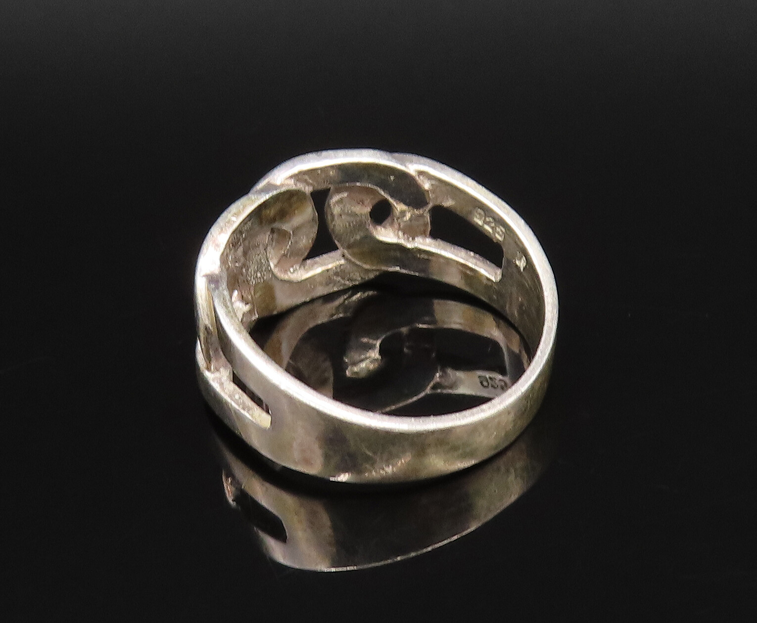925 Silver  Vintage Interlocking Open Circles Ban… - image 6