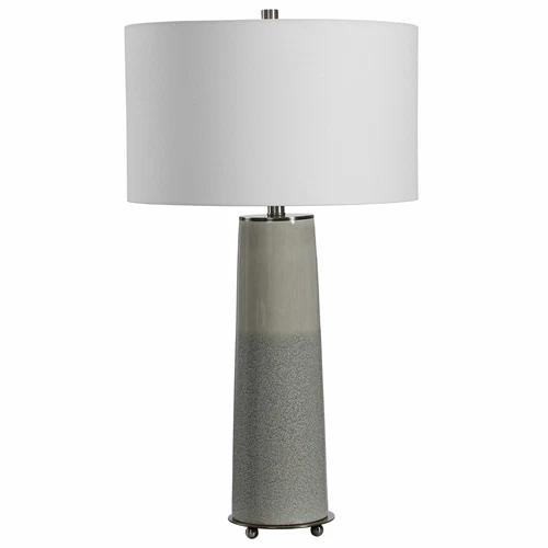 UTTERMOST 28436 ABDEL TWO-TONE LIGHT GRAY GLOSS SHEEN CERAMIC TABLE LAMP - Picture 6 of 6
