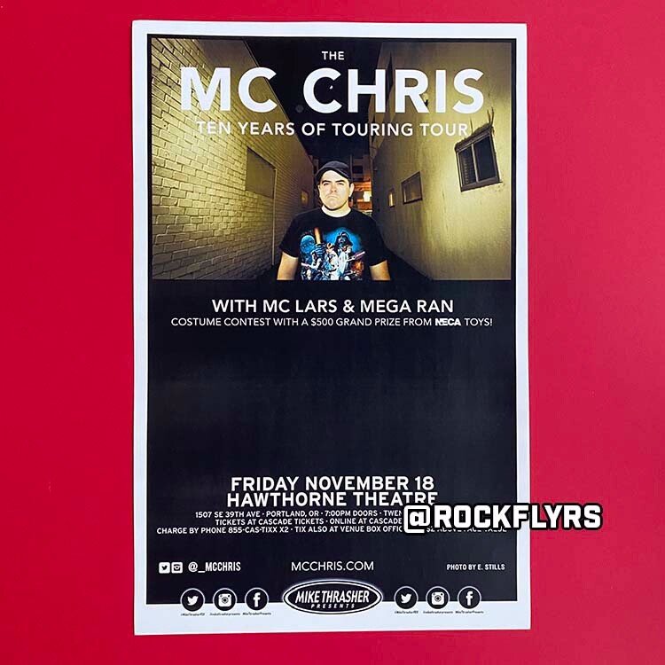 MC CHRIS of  ADULT SWIM 2017 Concert Promo 11x17 Street Poster. Portland Oregon.