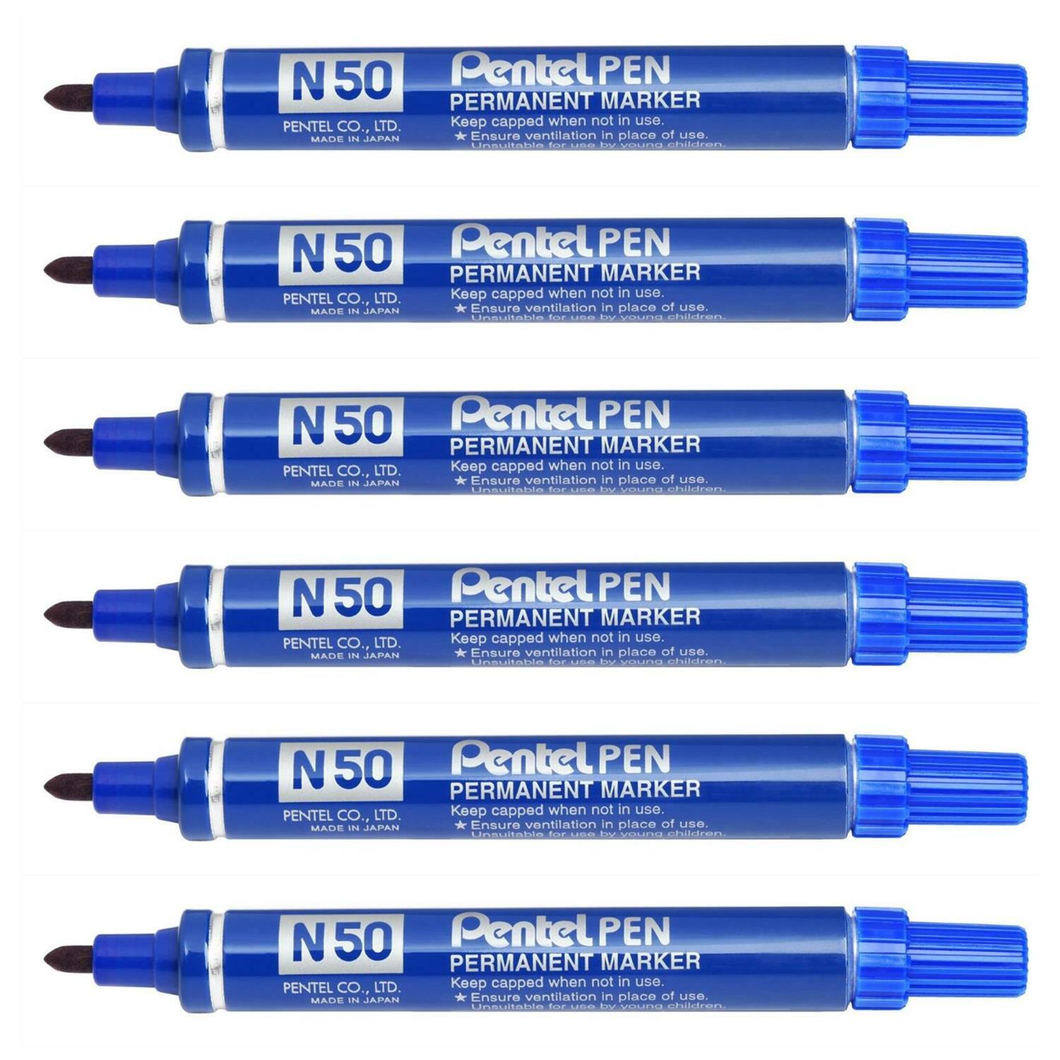 [N50/C-BL-6] Pentel Lot de 6 Marqueurs Permanent N50 Corps Aluminium ...