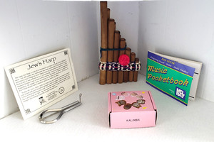 Lot of 3 Folk Music Mouth Instruments Wooden Pan Flute 8 Tone Kalimba Jaw Harp