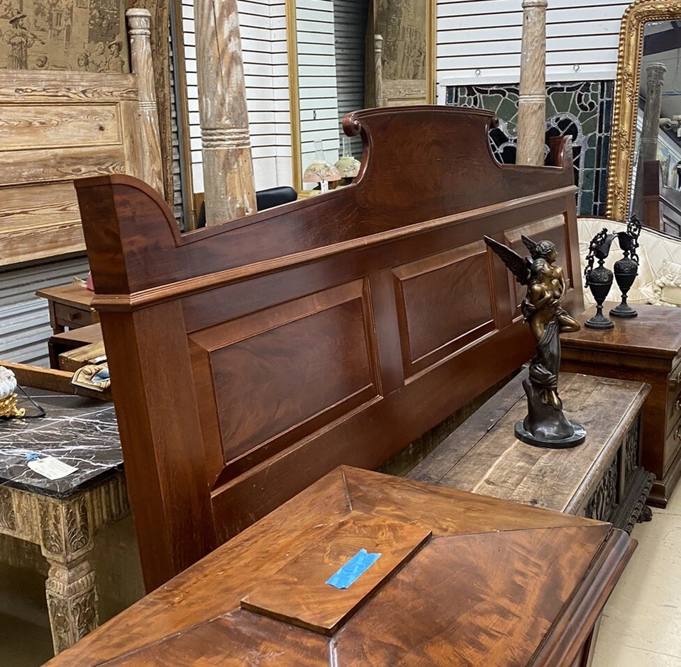 Cabecero doble tamaño queen personalizado con paneles entrepierna caoba FS7 Foto 3 de 4