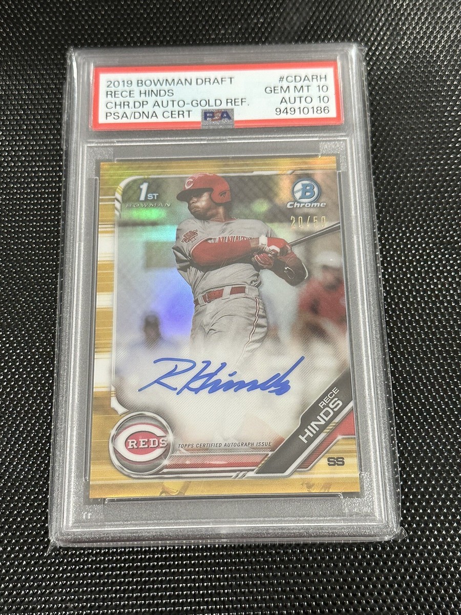 2019 Bowman Draft Rece Hinds Auto Gold Refractor /50 PSA 10 Auto 