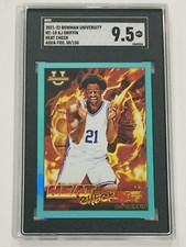 2021-22 Bowman U #HC-10 AJ Griffin Heat Check SGC 9.5 Mint+ Aqua Foil /150