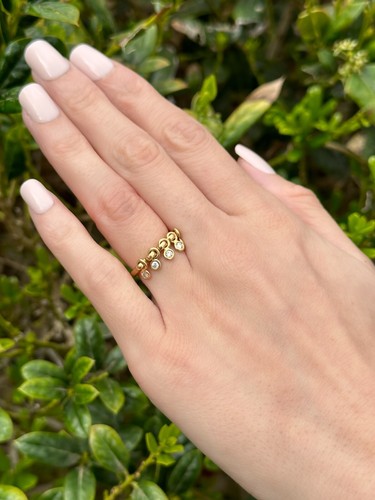 18k Yellow Gold Dior Coquine Dangle Fringe Diamond Ring Size 4.5 RG4560 - Picture 2 of 6