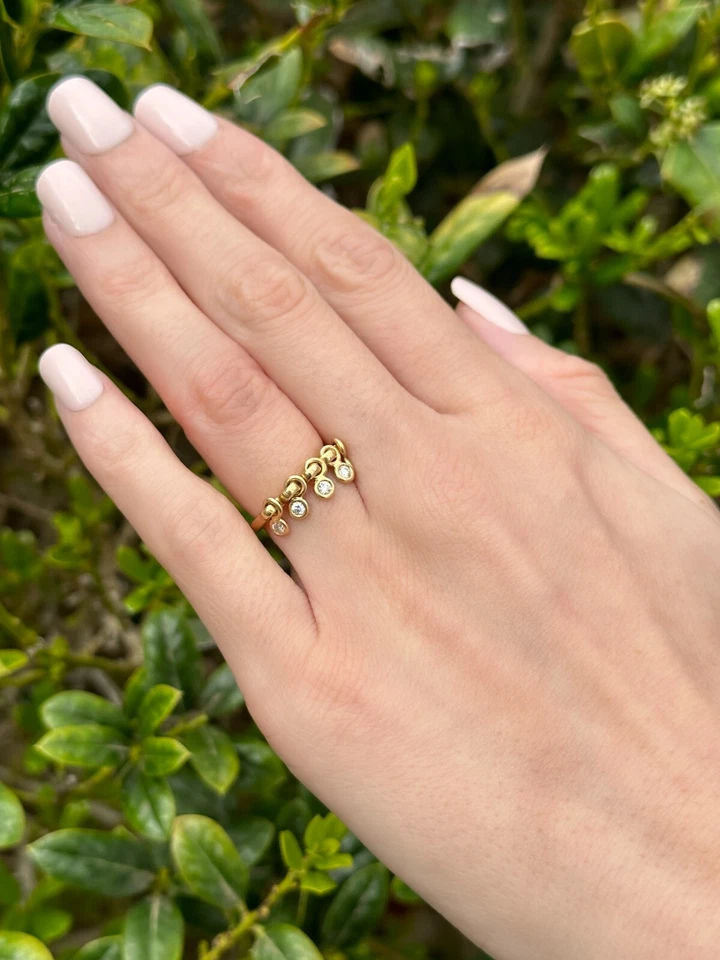 Anillo de diamantes con flecos colgantes Dior Coquine de oro amarillo de 18 quilates talla 4,5 RG4560 Foto 2 de 4