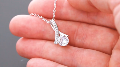 Alluring Beauty NECKLACE Ribbon Knot Design White Gold Finish GIFT ...