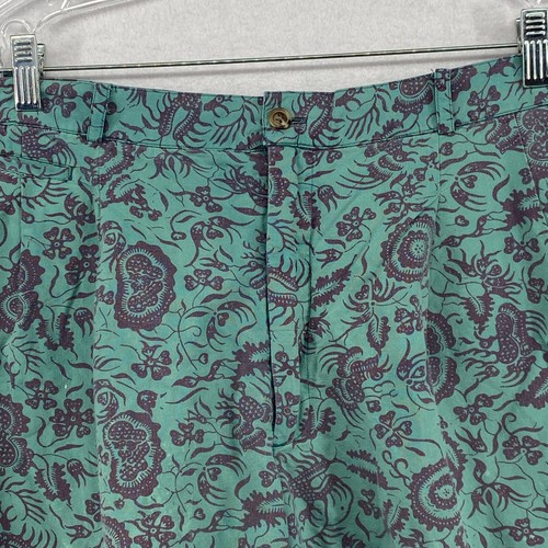 BANANA REPUBLIC Shorts Mens 38 Safari Travel Floral Chino Pleated Green Vintage - Picture 4 of 16