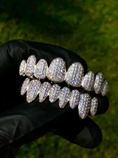 14k White Gold Plated Joker Grillz for Mouth Top Bottom Hip Hop Grills for Teeth