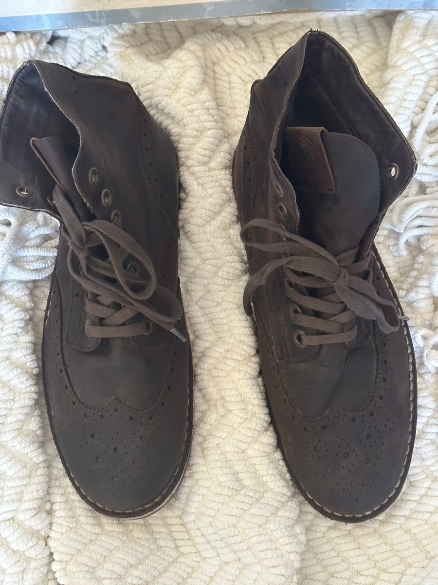 ALDO Brown Distressed Leather Wingtip Dress Combat Boots  display picture 2
