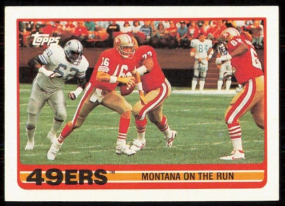 1989 Topps #6 San Francisco 49ers Joe Montana on the Run Football Card NM-MT