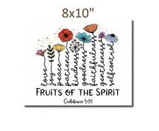 Fruit of the Spirit Art Print Retro Christian Wall Art Scripture Poster Bible c