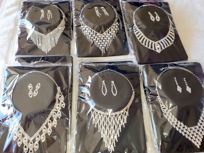 Restposten 12 Stck. Diamant Sets - Halskette & Ohrringe Hochzeit Abschlussball Großhandel