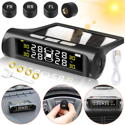 Wireless Solar LCD Car Part Tire Pressure Monitoring System + 4 External Sensors