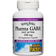 Natural Factors Stress-Relax Pharma GABA 100 mg, 60 Vegetarian Capsules